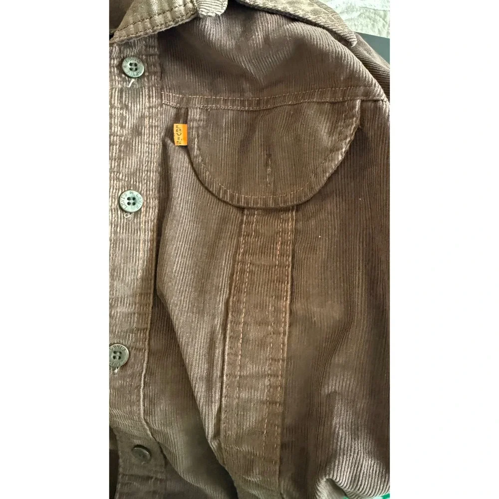 Vintage Levis Panatela Tops Brown Corduroy Shirt Jacket Orange Tab 70s Mens L - Picture 4 of 16